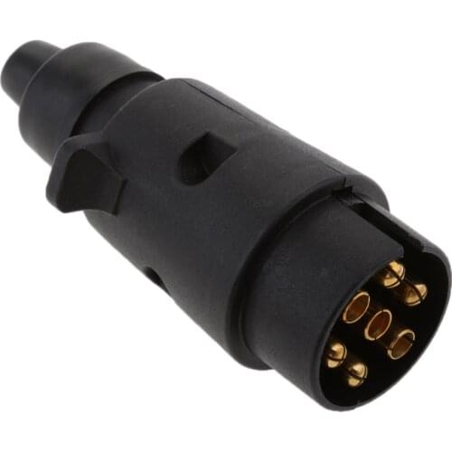 Black 12V 7-Pin Trailer Plug N Type Towing Socket Connector Light Adapter