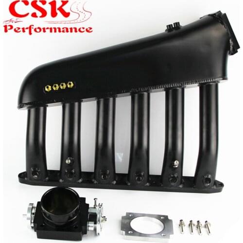 Black Intake Manifold +Universal VQ35TPS 80mm Throttle body Fits For BMW E36 E46 M50 M52 M54 325i 328i 323i M3 Z3 E39 528i