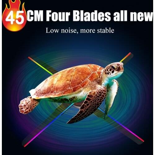 Four Blades 2020 New 43cm Wifi App One click output 3D text cuber hologram led fan advertising light dispaly holographic player