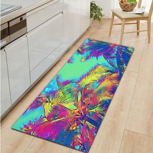 Colorful Tropical Scenery Entrance Doormat Washable Kitchen Mat Modern Bedside Carpet Home Decoration Hallway Living Room Rugs