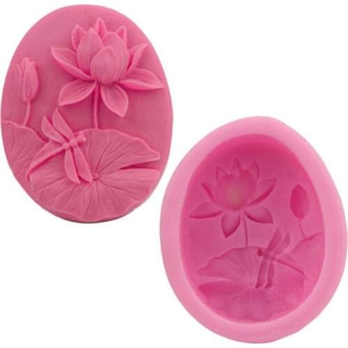 Flower Lotus Leaf & Dragonfly Silicone Fondant Soap 3D Cake Mold Cupcake Jelly Candy Chocolate Decoration Baking Tool