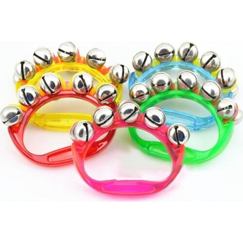 Wooden hand-held rattle toy solid color musical instrument bell hand-held round early childhood educational toy rattle gifts