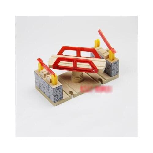 P052 Wooden bridge luxury multifunction rotary double-track rail cars accessories suitable for BRIO train wooden track