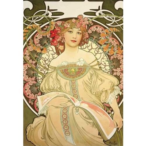 DIY 5D diamond painting Full square or round Flower girl by Alphonse Mucha diamond embroidery sale decoration for home LG3021