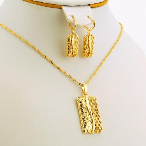 JHplated Nigerian Jewelry Sets Ethiopian Jewelry with Pendant/Earring for Womens Wedding Gift