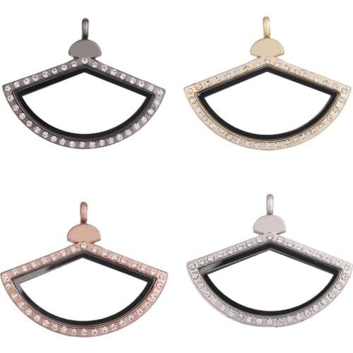 5Pcs/lot Rhinestone Sector Floating Living Photo Glass locket Pendant Fit Necklaces Aromatherapy Essential Jewelry