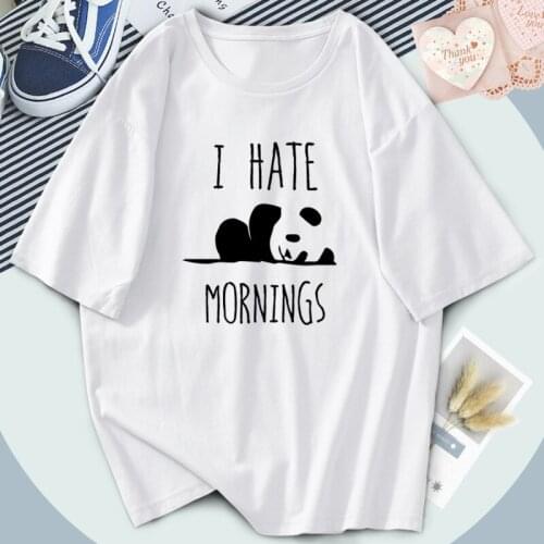 Summer I Hate Mornings T-shirts Female Short Sleeve O-neck Plus Size Tshirts Harajuku Vintage Tops Tees Women Streetwear Clothes
