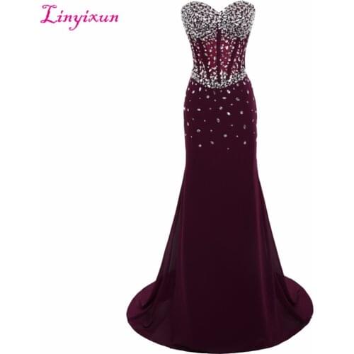 Linyixun Real Photo Sexy Mermaid Long Prom Dresses 2020 Sweetheart Beaded Zipper vestidos de fiesta Formal Evening Party Gown