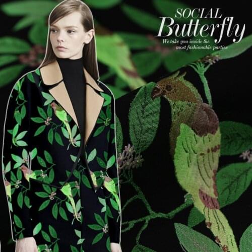 Magpie singing branches jacquard tapestry satin plush fabric for coat tissu au meter cheap fabrics DIY shabby chic polyester