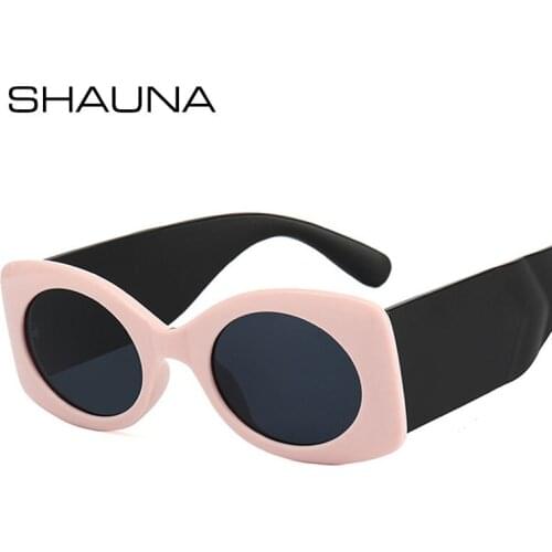 SHAUNA Brand Designer Thick Frame Women Oval Sunglasses Retro Contrast Color Men Sun Glasses Shades UV400