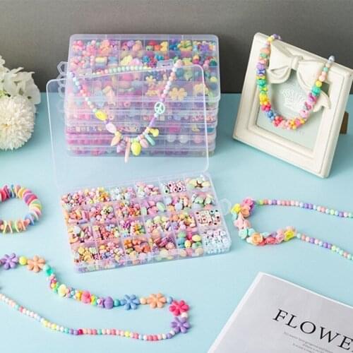 Kit For Make Bracelets Beads Toys For Children DIY 24 Grid Handmade Making Puzzles Beads For Girls Kit Girls Toys