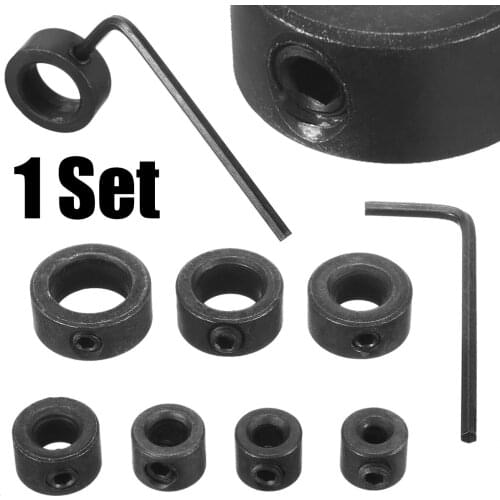 7pcs 3-12mm Woodworking Drill Locator Drill Bit Stop Collars Ring Positioner Drill Locator Wood Drill Bit With Hex Wrench