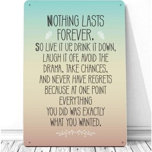 Nada dura para siempre Marilyn Monroe cita Metal Tin Sign Pin Up Metal de pared de puerta placa, Vintage