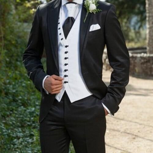 2021 New Custom Fashion High Quality Luxury Black Blazer Pants Slim Fit Groomsmen Tuxedo For Wedding Dress Dinner Party Costume
