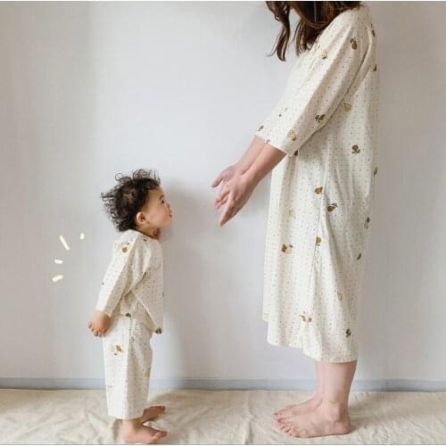 2021 new boys girls 2 pcs set printed shirt +long pants cotton autumn soft fashion babys pajama suits
