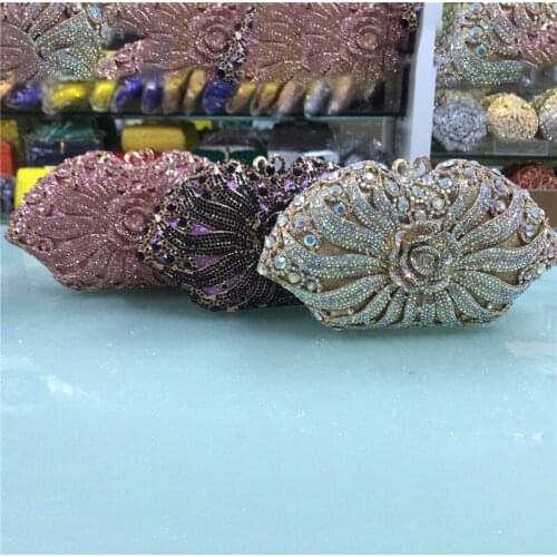 New Luxury Crystal Bridal Wedding Purses Female Handbags Lady Chain Metal Shoulder Bags Clutches Bag Ladies Party Small Purse