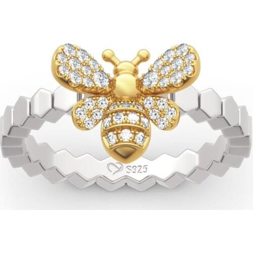 New original Europe & American popular ring 925 silver fine zircon bee ring for women Engagement & marriage DIY jewelry gift hot