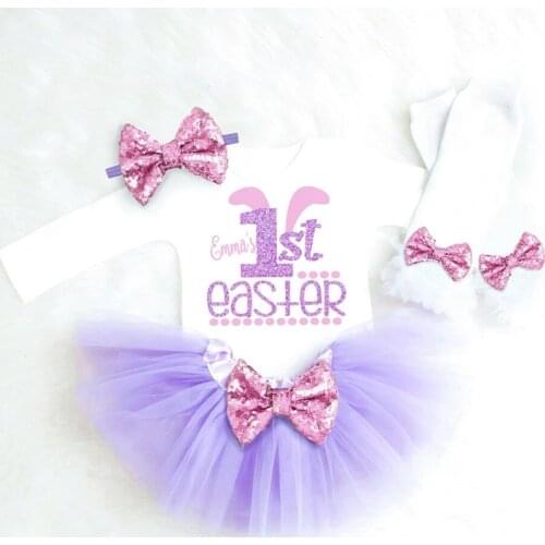 Personalize GIRLS FIRST EASTER OUTFIT，Onesies Tutu Set,Birthday Outfit Set