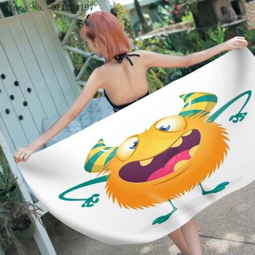 Cartoon Little Monster Microfiber Beach Towel For Kids Yoga Mat Tassel Blanket Large Rectangle Towel 150cm Tapestry Home Decor