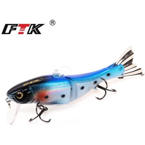 FTK Fishing Lure 95mm 13g Sinking Wobblers 2 Segments Multi Jointed Metal tail Swimbait Pike Lure Hard Baits for Bass Trout