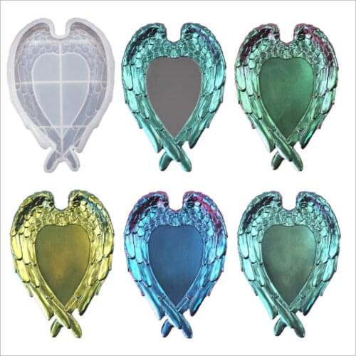 Transparent Silicone Mould Dried Flower Resin Decorative Craft DIY Wings Love Mirror Tray Mold Epoxy Resin Molds For Jewelry