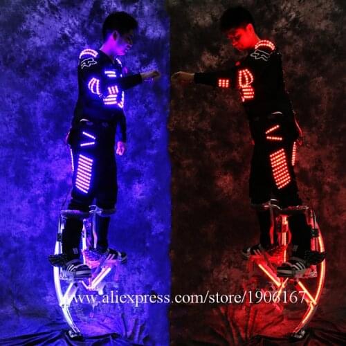 RGB Flashing LED Stilts Costume LED Stilts Walker Led Light Robot Suits Luminous Growing Kryoman David Guetta Clothes