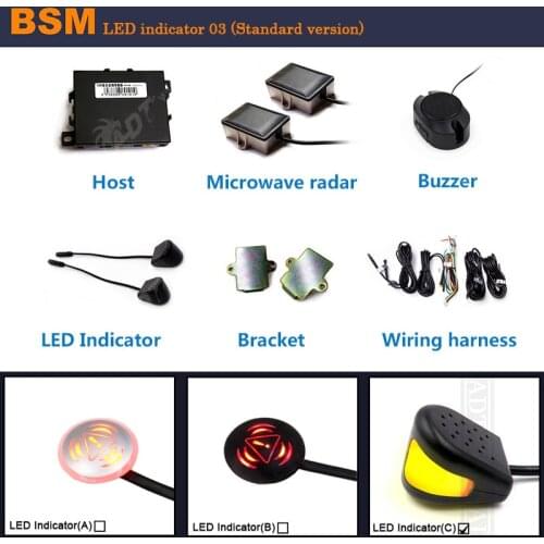Blind Spot Assist System WITH 24GHZ Microwave Radar BSA BSD BSM LED warning lamp change-line sensor alarm buzzer for all cars