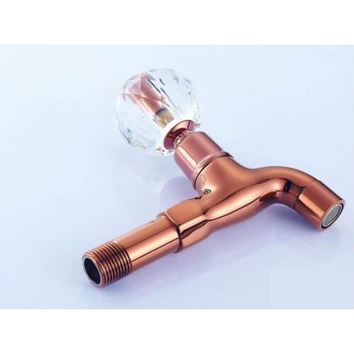 Washing machine faucet mop pool rose gold faucet golden washing machine faucet Lengthen Crystal ball switch
