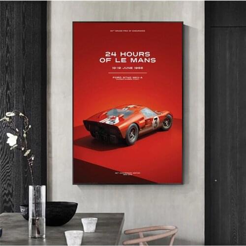 Modern Racing 24 Hours Le Mans Classic Car Super Car Poster Canvas Painting Art Picture Living Room Home Decoration