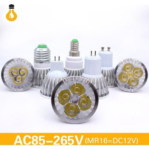 High power GU10 LED Bulb 9W 12W 15W lampara 220V E27 E14 MR16 12v LED de alta potencia luz caliente/blanco LED lamp Downlight