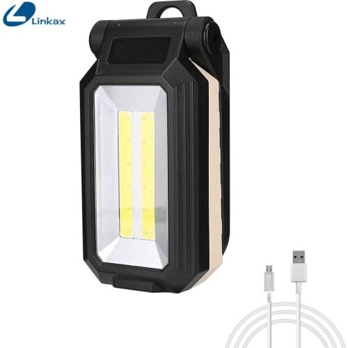 T6 COB+LED Working Lamp Rechargeable Magnetic Torch Flexible Inspection Torch Cordless Worklight USB Charging Cable Flashlight