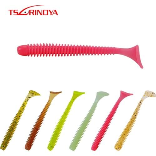 TSURINOYA Fishing Lure 70mm/1.2g T Tail Screw Body Soft Fishing Lure Maggot Soft Bait Insect Shad Artificial Worm Jig Swimbait