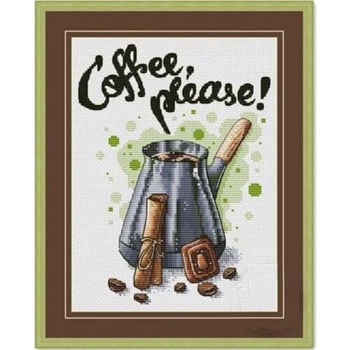 Coffee please cross stitch package still life 18ct 14ct 11ct cloth cotton thread embroidery DIY handmade needlework
