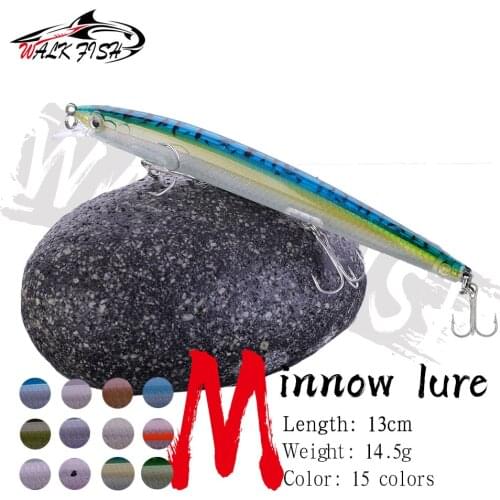 WALK FISH 1PCS Minnow Fishing Lure 13CM 14.5G High Quality Hooks Fish Wobbler Tackle Crankbait Artificial Japan Hard Bait Pesca