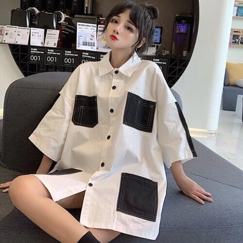 Women Shirts 2021 Chic Ladies Streetwear Loose Shirt Female Outfit Girls Tops Long Hiphop Oversize Bf