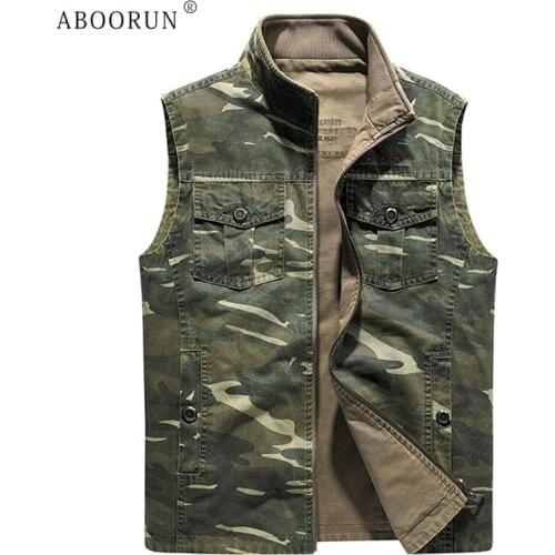 ABOORUN Mens Summer Camouflage Vest Multi Pockets Photograph Waistcoat Casual Sleeveless Coat for Male