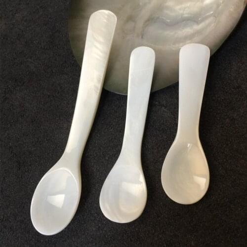 1lot(2pcs) Natural Conch White Mother of Pearl Conch shell spoon Tableware Home Crafts caviar Coffee Spoon