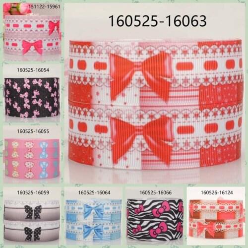 10yards -different sizes -colorful cute bows pattern ribbon printed Grosgrain ribbon 151122-15961