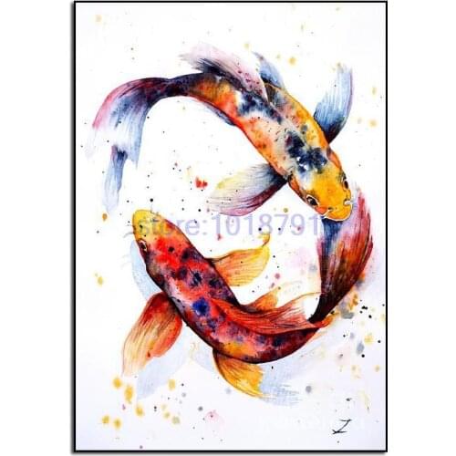 100% DIY 5D Diamond Mosaic Color Fish Handmade Diamond Painting Cross Stitch Kits Diamond Embroidery Rhinestones