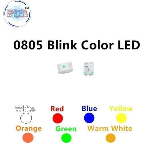 100pcs 0805 Flash LED SMD Diodes White RED Blue Green Yellow Orange RGB PLR Emitting Alto Brilho 0805 Blink Color Change