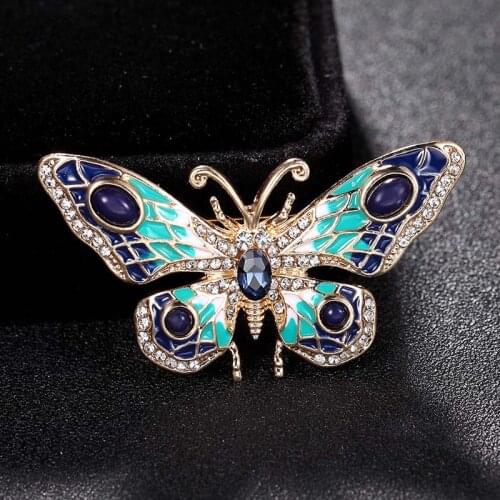 2018 New Year blue enamel butterfly brooch pin for women men jewelry Brand Womens vintage broches bijuteriras Bags Accessory