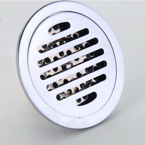 4 inch Drain Chrome Round Linear Drain for shower Floor Brass Floor Drain Cover Deodorant Hair Stopper Bathroom Accessories