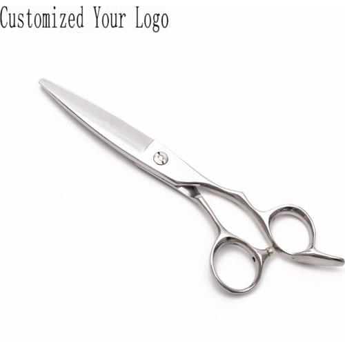 6" Customized Logo 440C Silver Hairdressing Supplies Micro Sawtooth Cutting Shears Barber Shop Professional Hair Scissors C9123