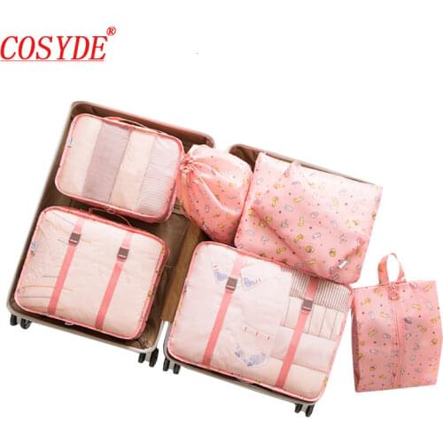 7pcs/set Suitcase Organizer Portable Storage Bag Travel Accessory Kit Laundry Pouch Packing Set Travel Bag For Clothes Underwear