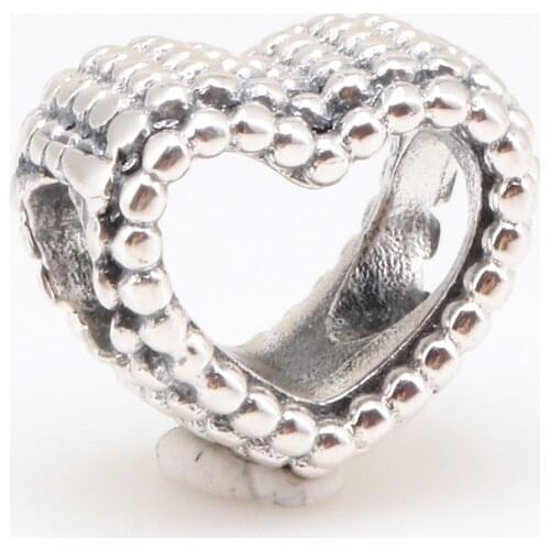 Bewill Authentic 925 Silver Heart-shaped Wish With Beads Fit Original Charms Bracelet Necklace Pendant