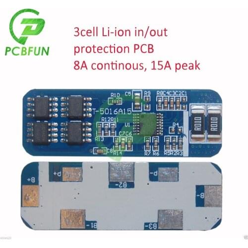 BMS 3S 8A 18650 Lithium Battery Charger Protectio Board Recargable PCB Equalizer Board Power Bank for 3 4.2V Lithium Ion Battery