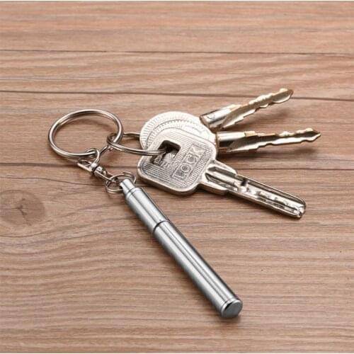 C90C Portable Key Ring Stainless Steel Telescopic Pen Telescoping Ballpoint Pens Keychain Tool