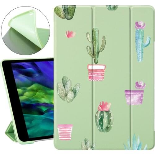 For iPad Pro 11 2020 Coque Cute Cactus iPad Cases Soft Silicone Back Funda Protective Covers iPad 7th Generation Case Mini 1 2 3