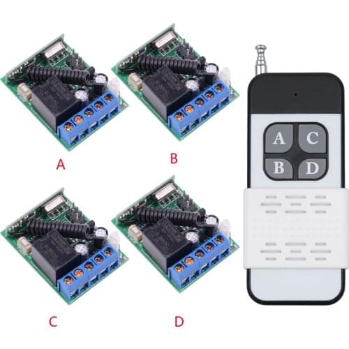 DC 12V 5A 4 CH Wireless Remote Switch 12V Remote control Light Switch System Delay Time Receiver For 3S 5S 10S 60S Function