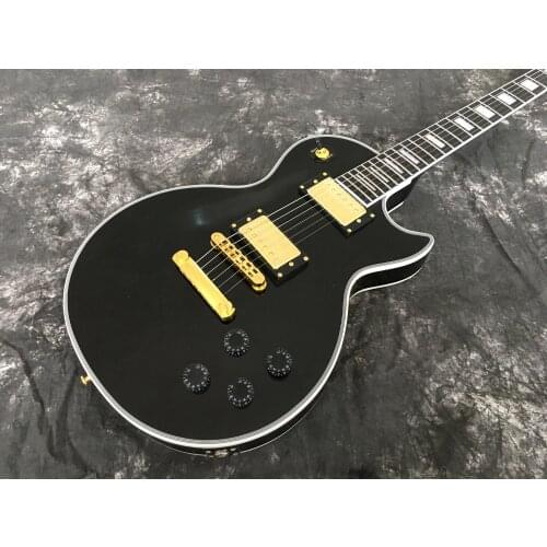 Lvybest electric guitar black solid high glossy, ebony fingerboard, gold parts,block inlay, free shipping